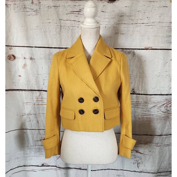 Anthropologie Cartonnier Luisa Marigold Cropped Wool Pea Coat Size XS - Picture 2 of 8
